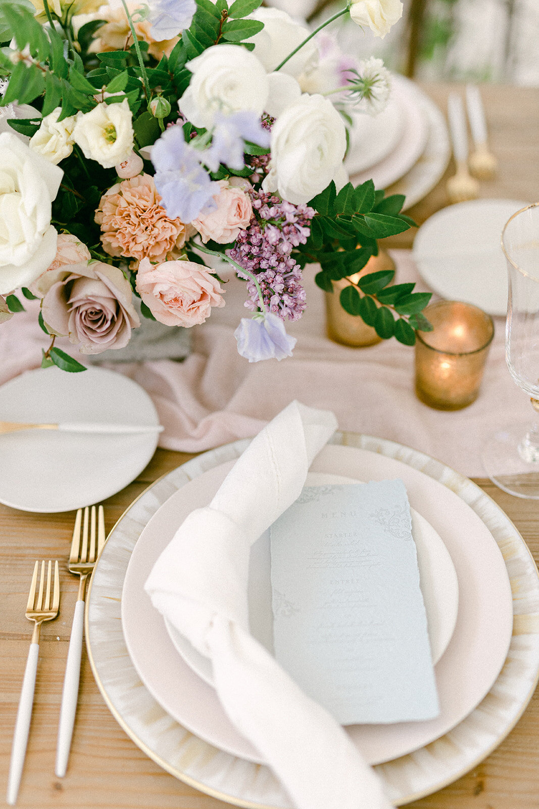 indoor wedding reception table arrangement