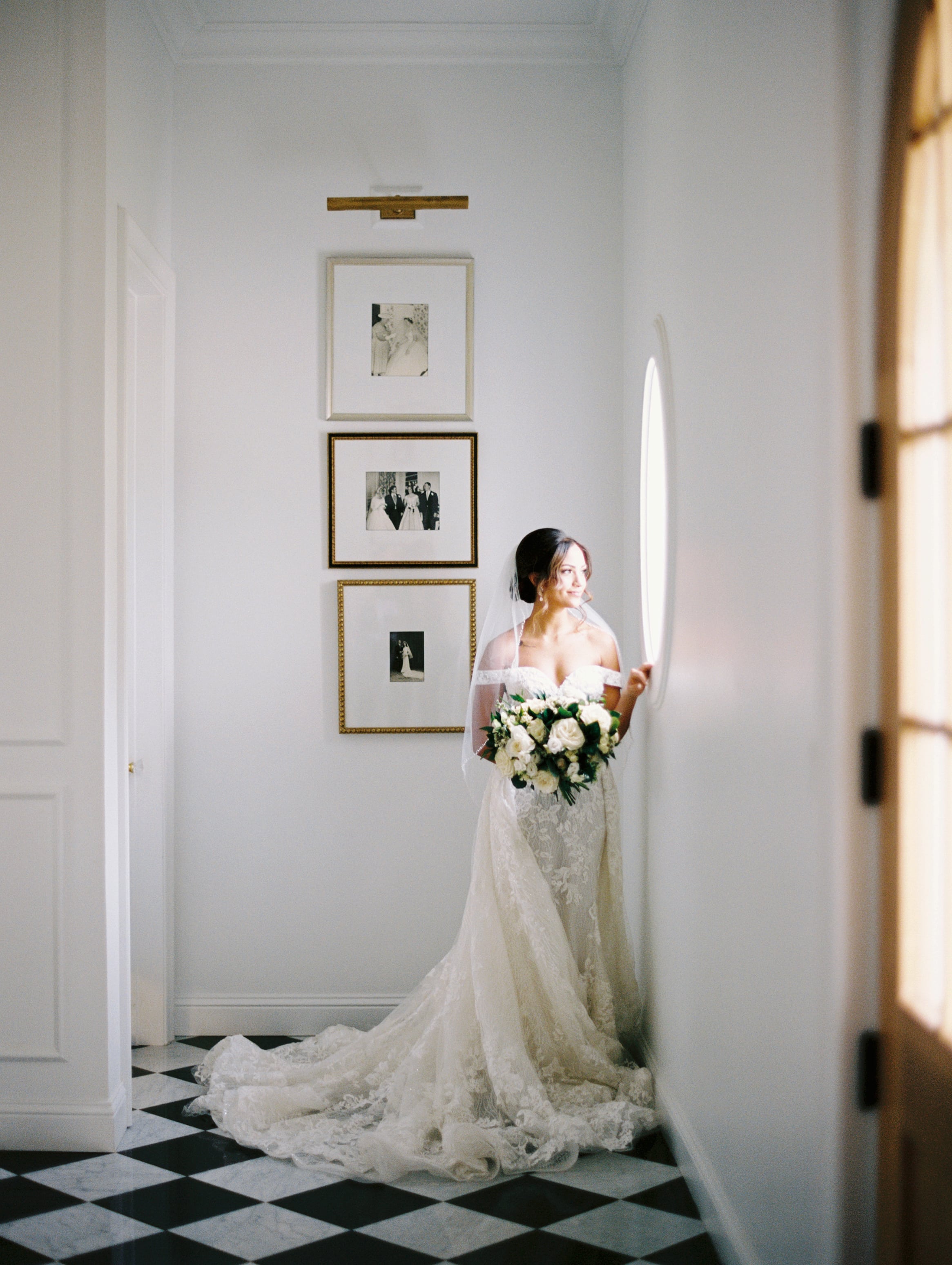 bride standing in beautiful wedding chapel near Dallas TX
